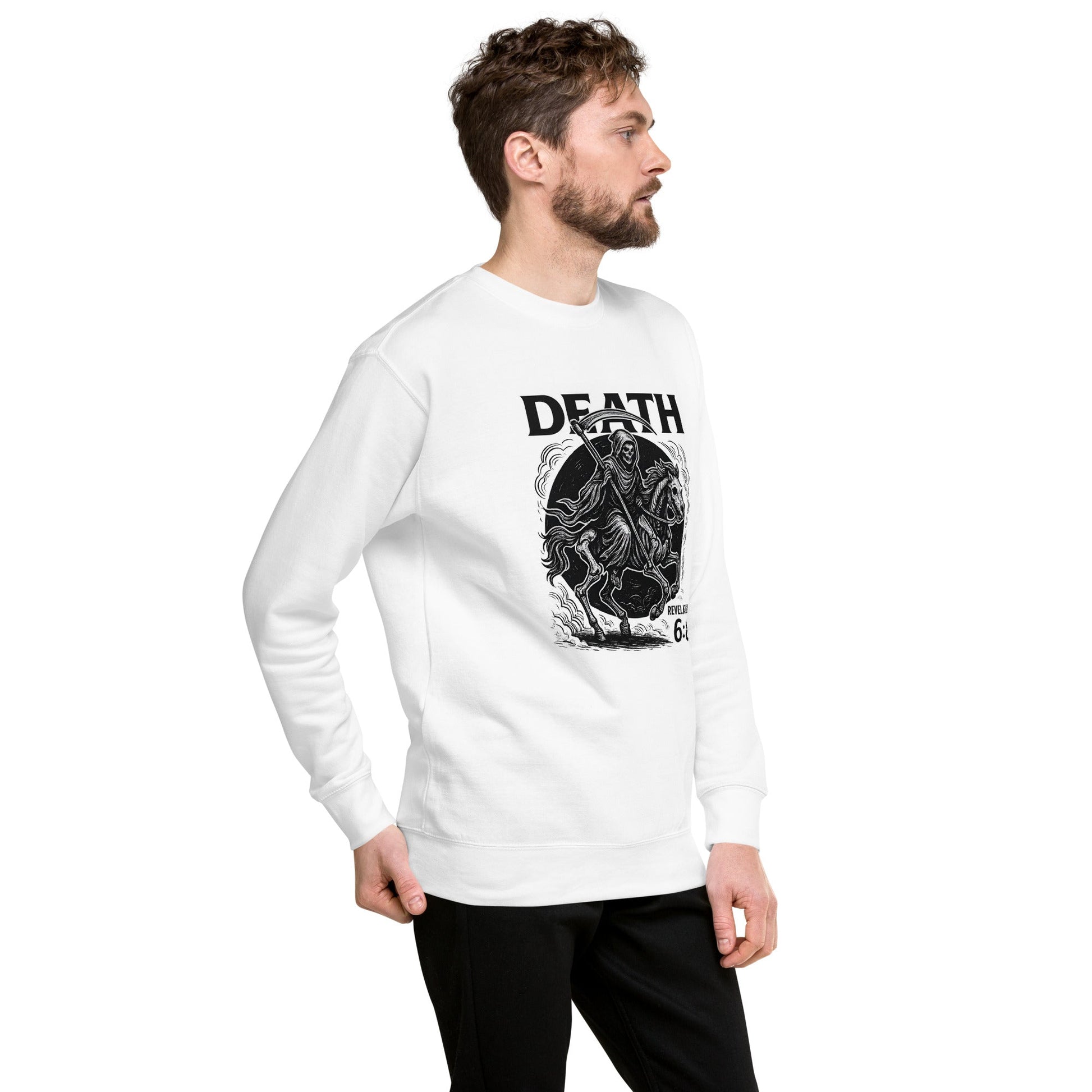 Revelation 6:8 Unisex Black Christian Sweater Pale Horse Death Rider - WPiF