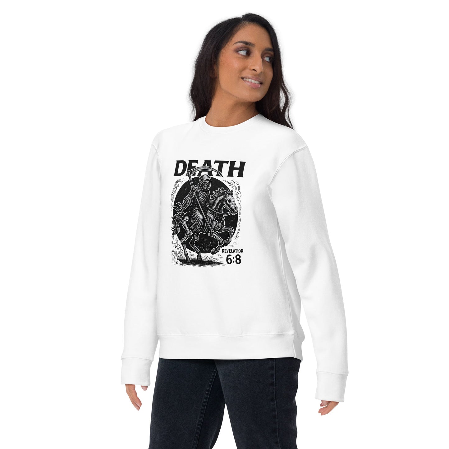 Revelation 6:8 Unisex Black Christian Sweater Pale Horse Death Rider - WPiF