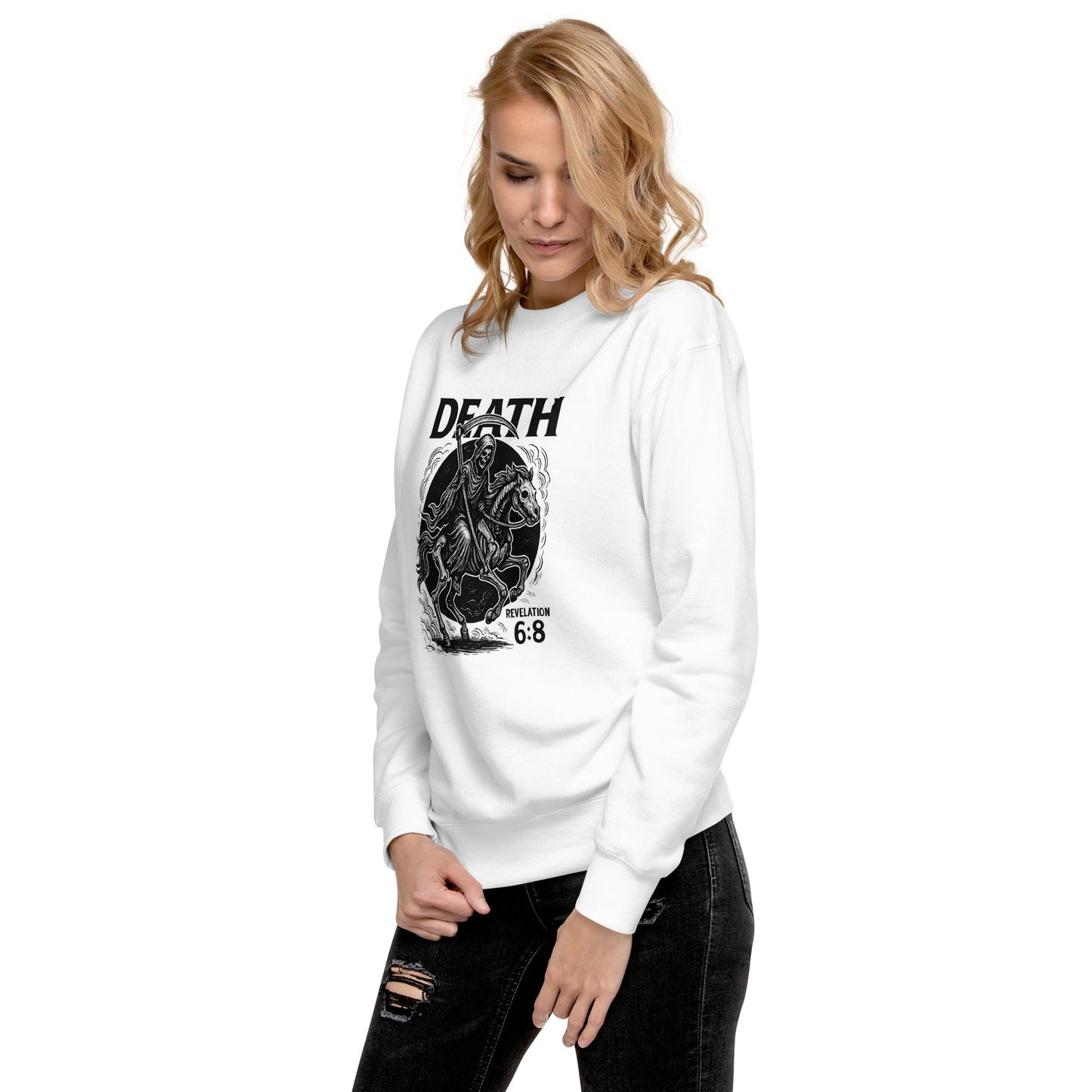 Revelation 6:8 Unisex Black Christian Sweater Pale Horse Death Rider - WPiF