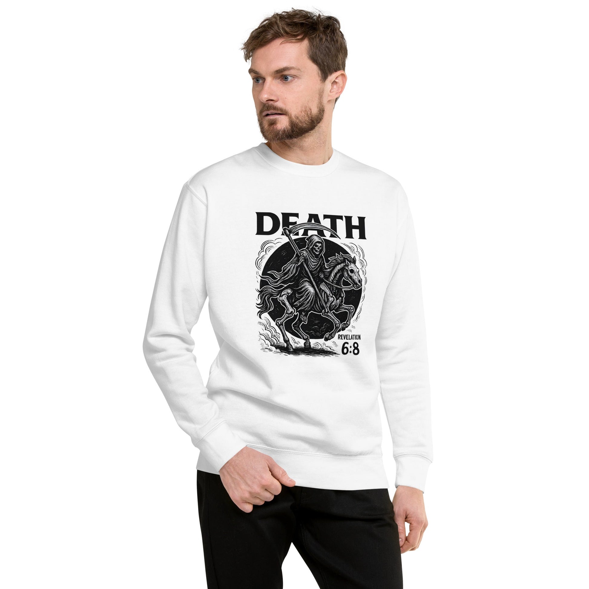 Revelation 6:8 Unisex Black Christian Sweater Pale Horse Death Rider - WPiF