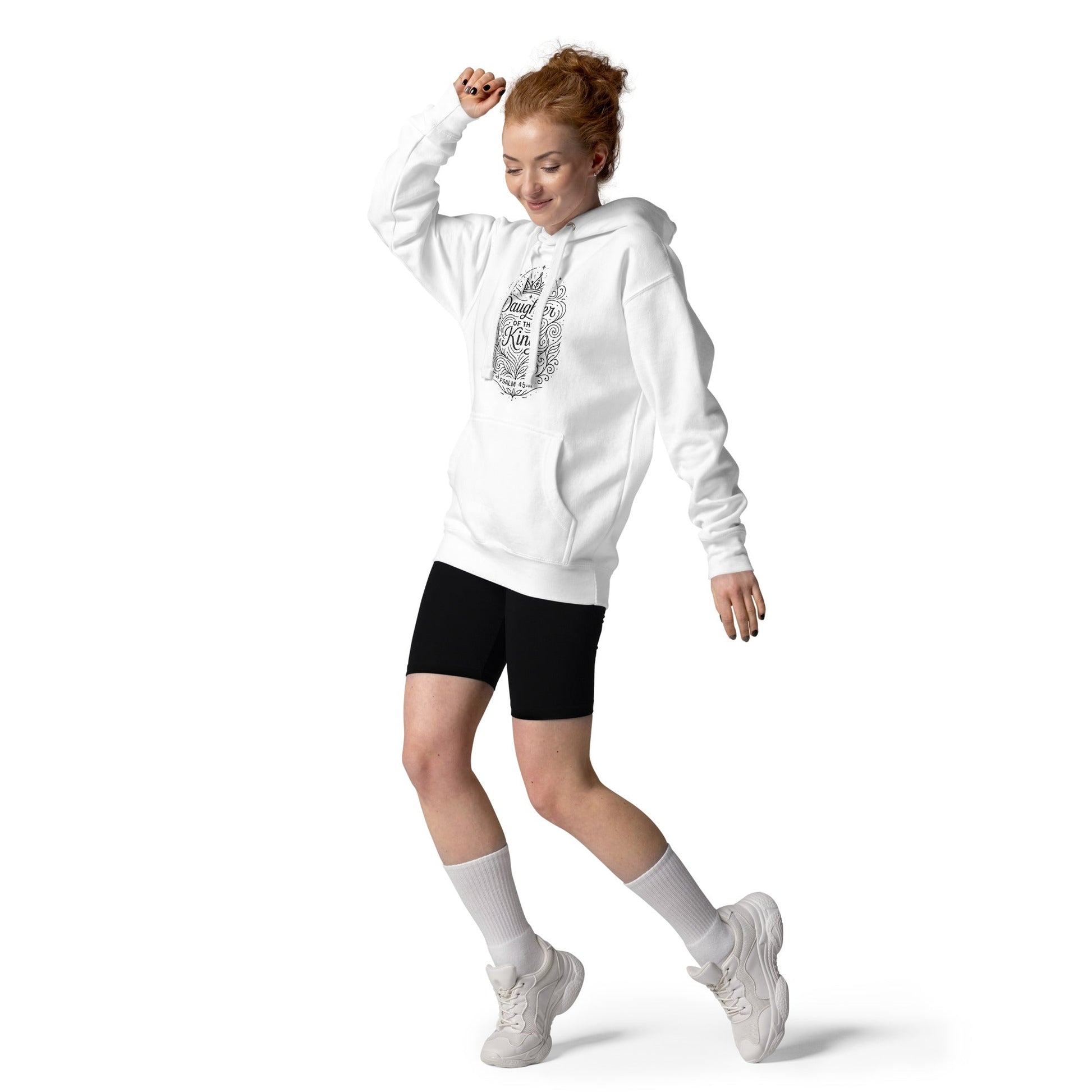 salm 45:11 Unisex White Christian Hoodie Daughter of the King Scripture - WPiF